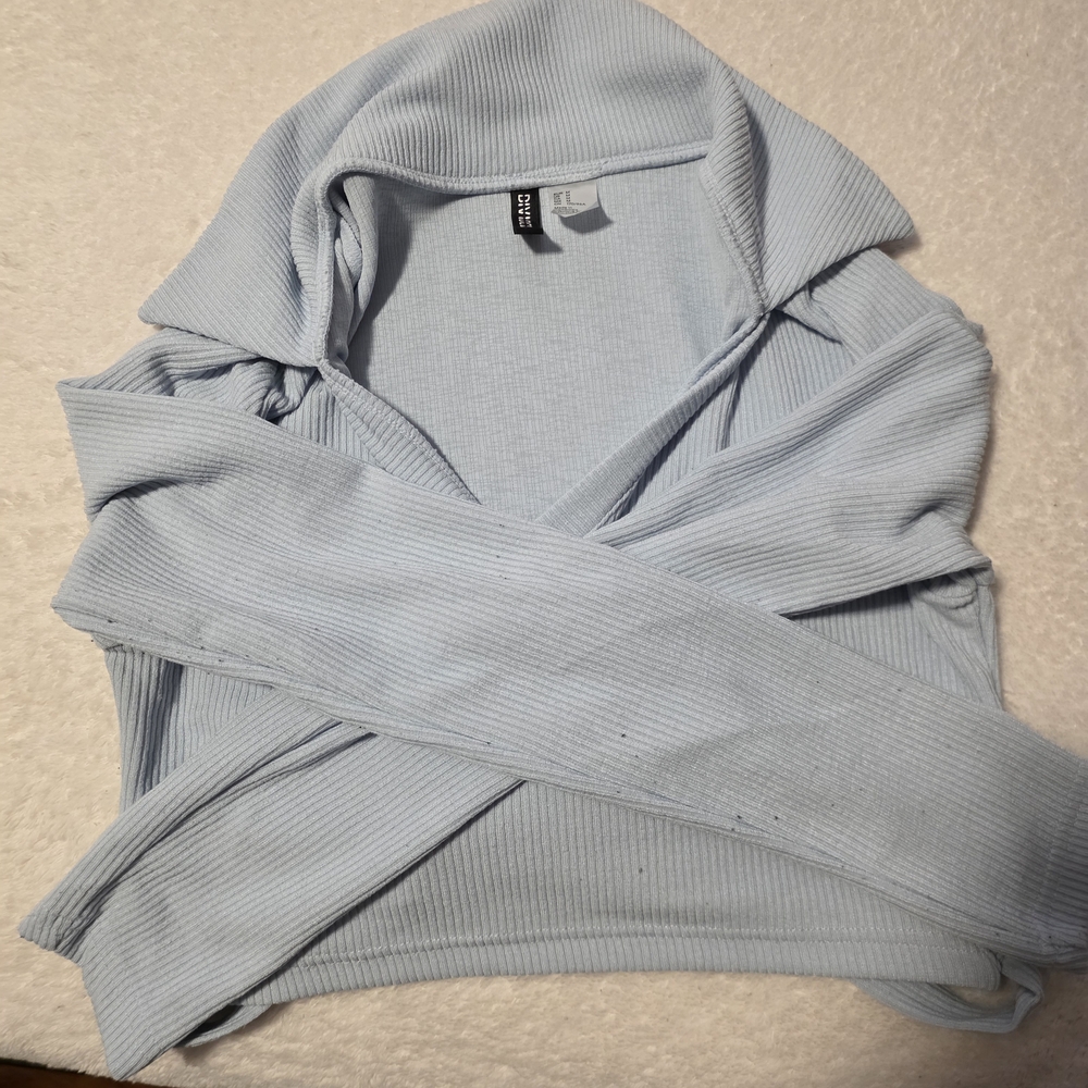 Divided Light Blue Ribbed Crop Top